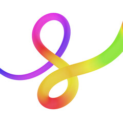 hand drawn 3d strokes rainbow colorful modern lines transparent background 