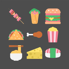 set of flat design food vector illustration icon