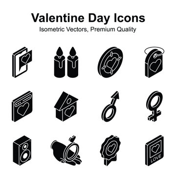 Get your hands on this beautifully designed valentines day isometric icons set