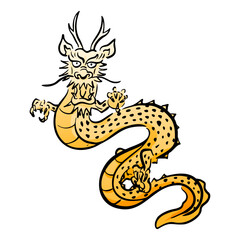 龍の和風ベクターイラスト（カラー）。