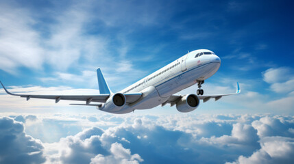 Obraz premium airplane flying away in to sky high