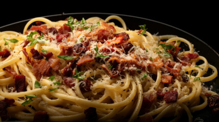 Pasta Carbonara with bacon and Parmesan