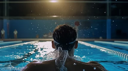 Foto op Plexiglas A man swimmer training in swimming pool  © orlio