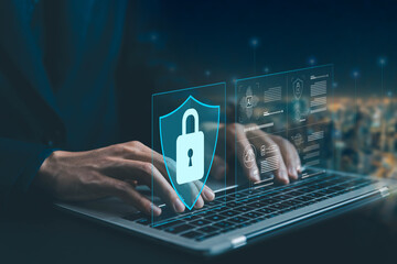 lock mark, cybersecurity internet, information technology digital. concept of password security and privacy on an online system, protect attacks from crime and hackers. cyber secure data.