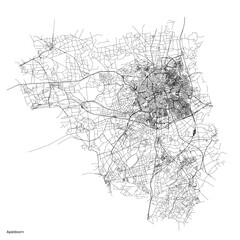 Apeldoorn city map with roads and streets, Netherlands. Vector outline illustration.