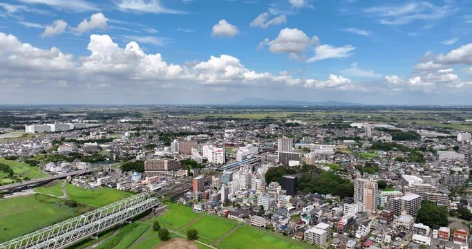 空撮 - 日本の都市風景 茨城県取手市 観光 ビジネス 右ドリー
