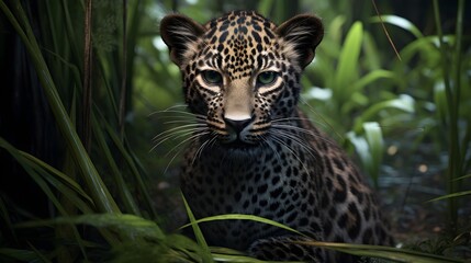 Leopard cub in the jungle.