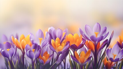 Bright spring background with crocuses.