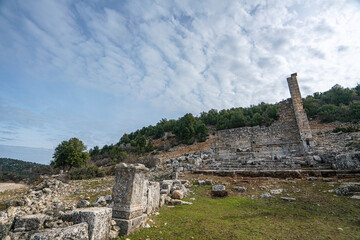 Scenic views of Olba near Uzuncaburç, is an archaeological site in Mersin Province, Turkey,...
