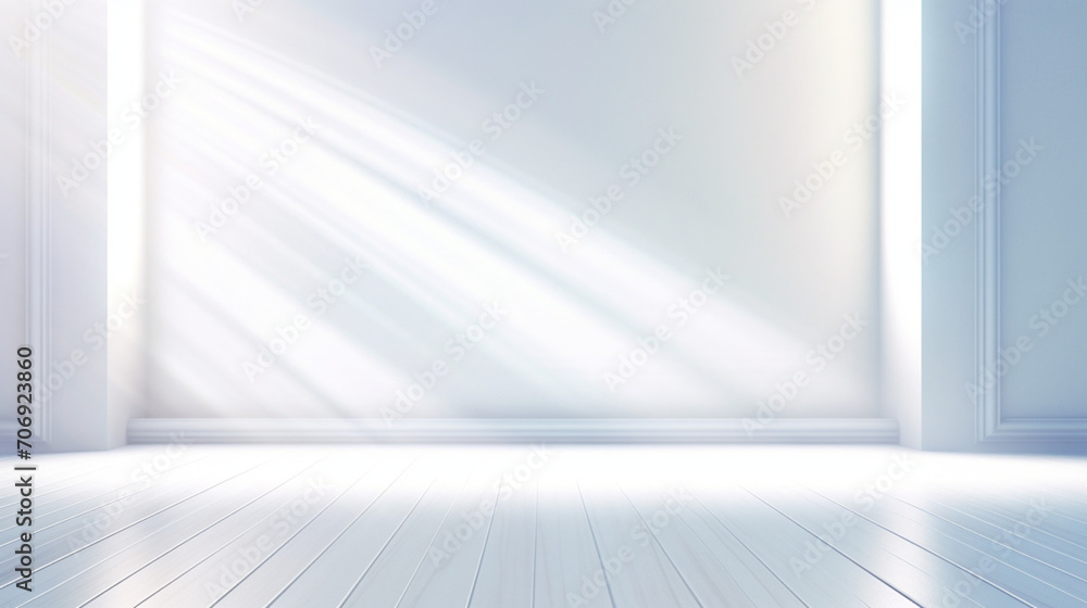 Poster abstract white light on wall background for display product. mockup with blank empty scene concept w