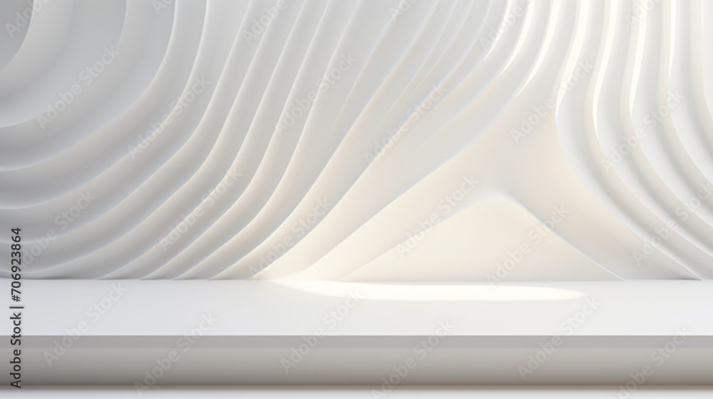 Poster abstract white light on wall background for display product. mockup with blank empty scene concept w