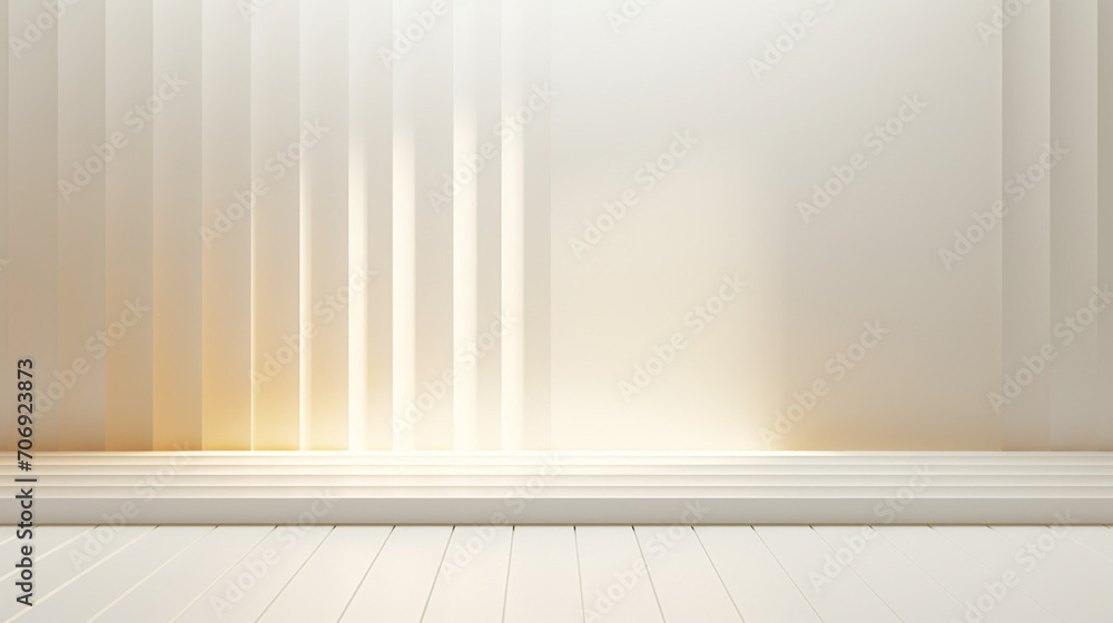 Poster abstract white light on wall background for display product. mockup with blank empty scene concept w