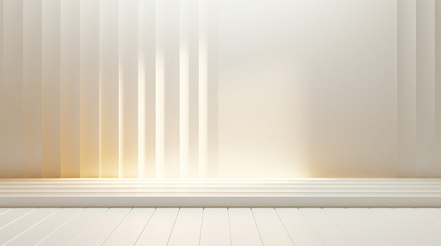 Fototapeta Abstract white light on wall background for display product. Mockup with blank empty scene concept with Generative Ai.