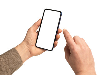 Man using a transparent screen smartphone