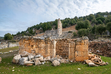 Scenic views of Olba near Uzuncaburç, is an archaeological site in Mersin Province, Turkey, containing the remnants of the ancient city of Diokaisareia or Diocaesarea.