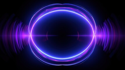 halo or circle that shines brightly Visualization of recording and playback of audio, speech, music, sound waveforms with flow points. - obrazy, fototapety, plakaty