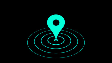 Map pin icon, gps pointer. Blue location route gps position navigator sign and travel navigation pin road map pointer symbol. Location sign. Locate symbol - obrazy, fototapety, plakaty