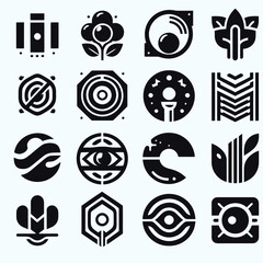 Set of black and white Logo patterns,  seamless, vector, design, black, tire, illustration