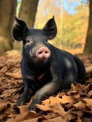 Hampshire Pig: Majestic Black Beauty Roaming Free on Nature-Friendly Farm