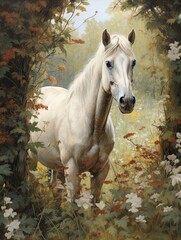 Majestic Horses Galloping in the Serenity of the Country Farm