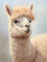 Obraz premium Fluffy Huacaya Alpaca: A Tranquil Farm Country Portrait
