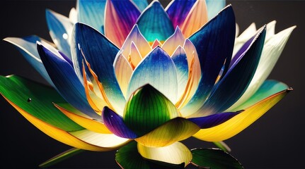 colorful shining lotus flower in the night. suitable for desktop background wallpaper