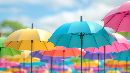 Fototapeta na wymiar colorful umbrella in the rain
