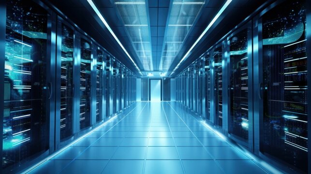 Data centers construct modern data centers. AI generated