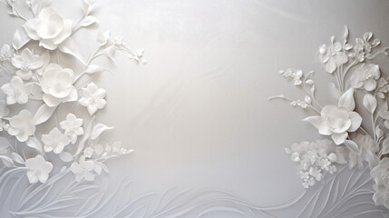 Fototapeta na wymiar White delicate background with vintage floral