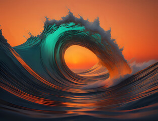 Welle im Sonnenuntergang