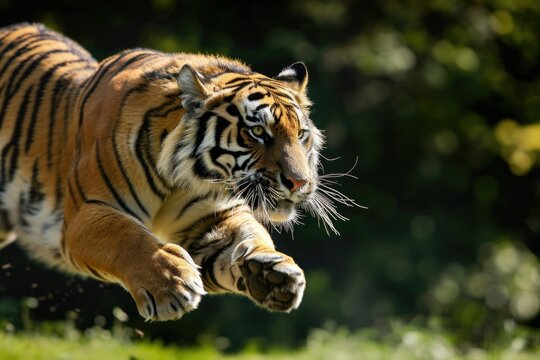 Tiger pouncing. 