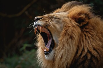 Lion roaring. 
