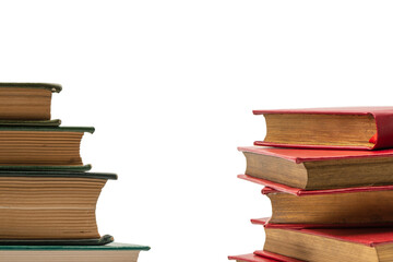 Old books isolated on white background.