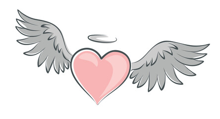 Obraz premium The flying heart symbol with wings. 