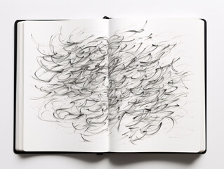 a sketchbook with many black lines on it
