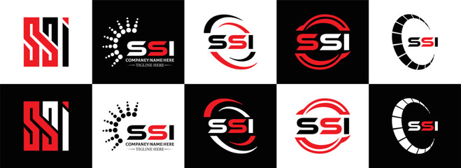 SSI logo. S S I design. White SSI letter. SSI, S S I letter logo design. Initial letter SSI letter logo set, linked circle uppercase monogram logo. S S I letter logo vector design.	
