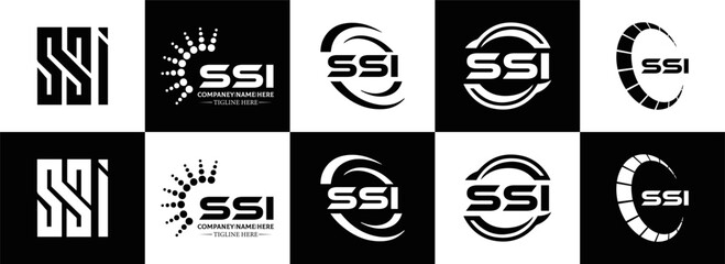 SSI logo. S S I design. White SSI letter. SSI, S S I letter logo design. Initial letter SSI letter logo set, linked circle uppercase monogram logo. S S I letter logo vector design.	
