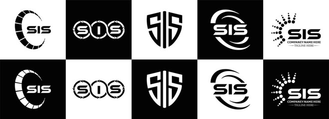 SIS logo. S I S design. White SIS letter. SIS, S I S letter logo design. Initial letter SIS letter logo set, linked circle uppercase monogram logo. S I S letter logo vector design.	
