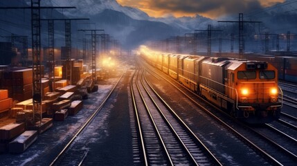 Fototapeta na wymiar Railway freight corridors develop dedicatedr ail. AI generated