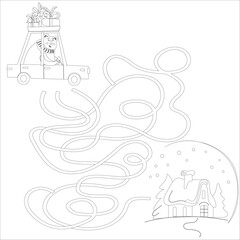 Vector image coloring puzzle maze for children's creativity and development. Help me find the right way.