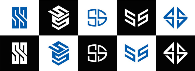 SS logo. S S design. White SS letter. SS, S S letter logo design. Initial letter SS letter logo set, linked circle uppercase monogram logo. S S letter logo vector design.	
