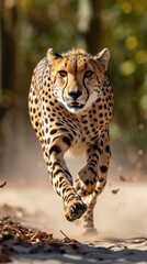 Portrait of a leopard. Vertical background 