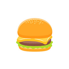 シンプルなチーズバーガーのイラスト.