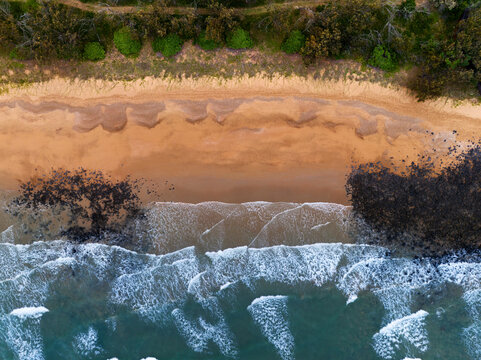 Aerial view of Mon Repos beach, Bargara, Queensland, Australia