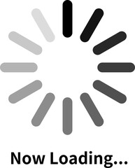 Simple now loading circle icon, progress sign, with text