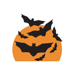 Halloween bats and moon icon
