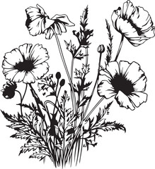 beautiful flowers decorative sketch generative ai