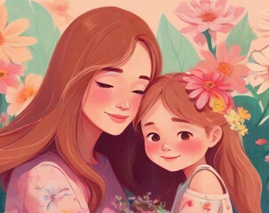 Obraz na płótnie Canvas Happy Mother and child love background wallpaper