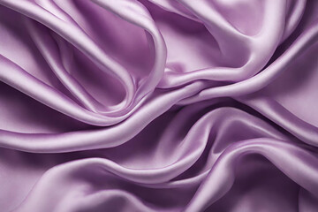 Obraz premium Beautiful silk flowing swirl of pastel gentle calming lilac and light purple cloth background. Mock up template for product presentation. 3D rendering. copy text space