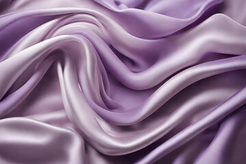 Obraz premium Beautiful silk flowing swirl of pastel gentle calming lilac and light purple cloth background. Mock up template for product presentation. 3D rendering. copy text space